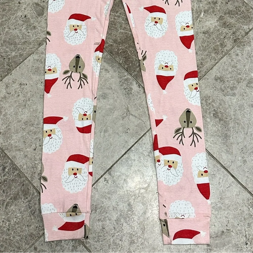 Carter’s Holiday Pajama Set NEW Pink Santa Reindeer 2pc Set Cotton Size 10
